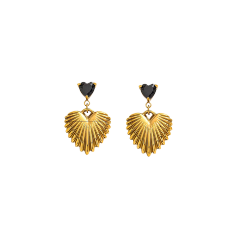 Black Heart Drop Earrings