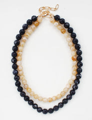 Black & Cream Natural Stone Necklace