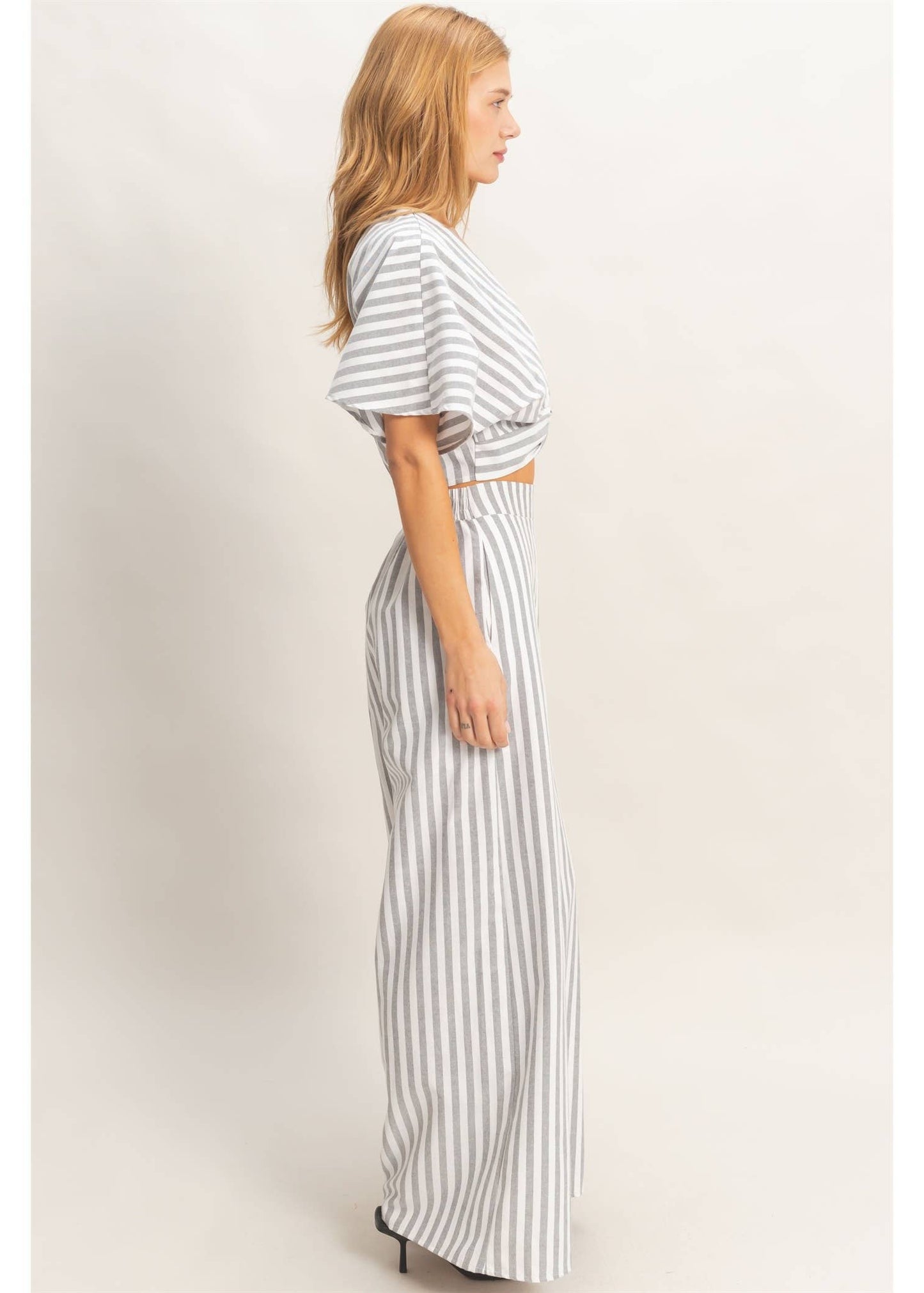 Striped Twist Front Top & Pants Set