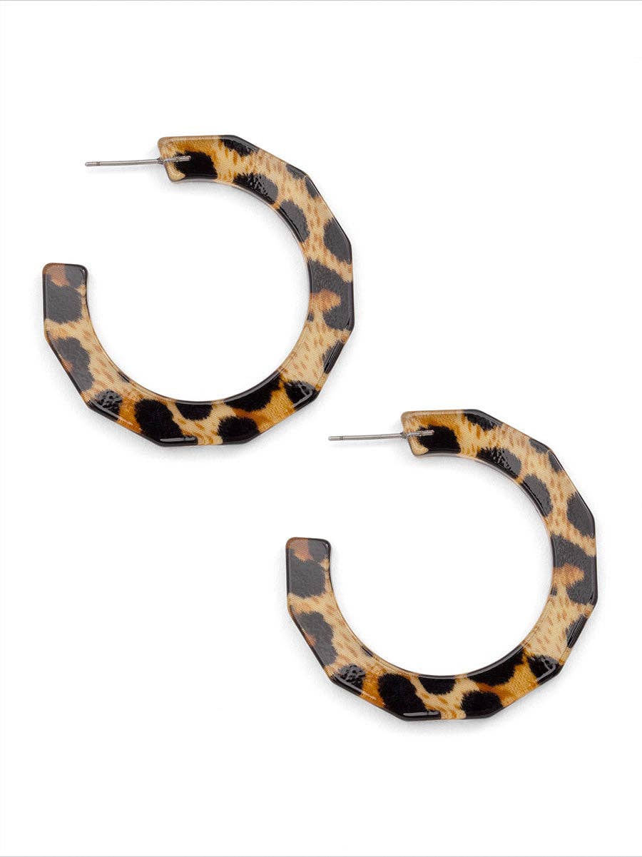 ZENZII - Large Resin Textured Leopard Hoop Earring Jewelry