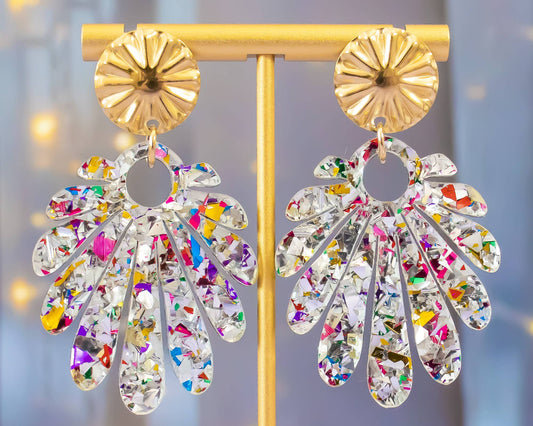 Silver Shell Flakes Earrings