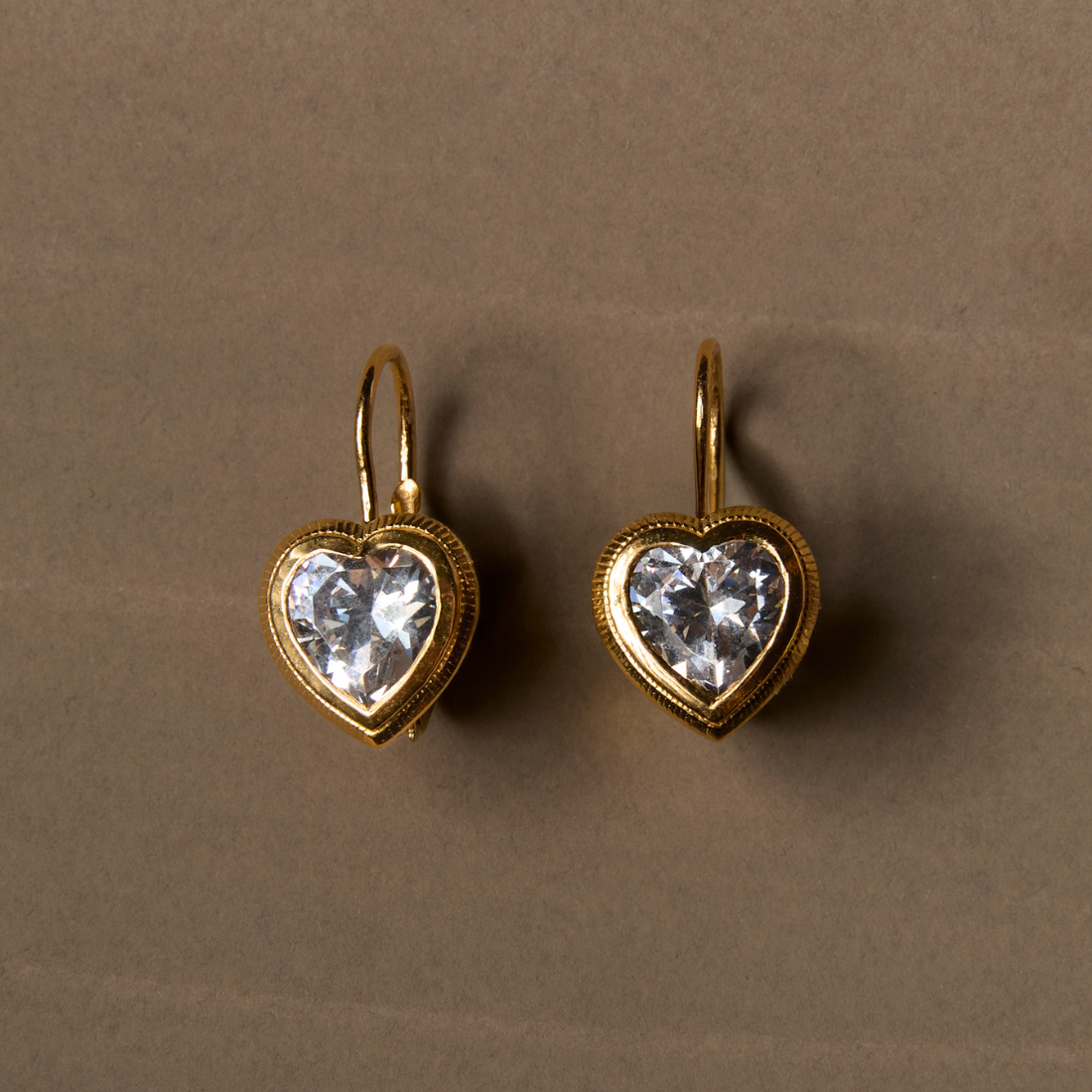 HART - Bezel Heart Drop Earrings