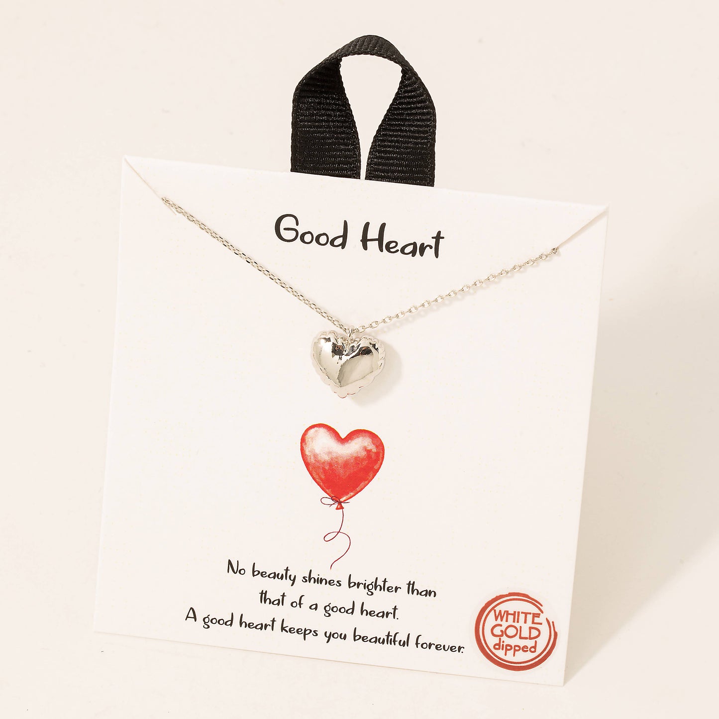 Metallic Good Heart Pendant Necklace