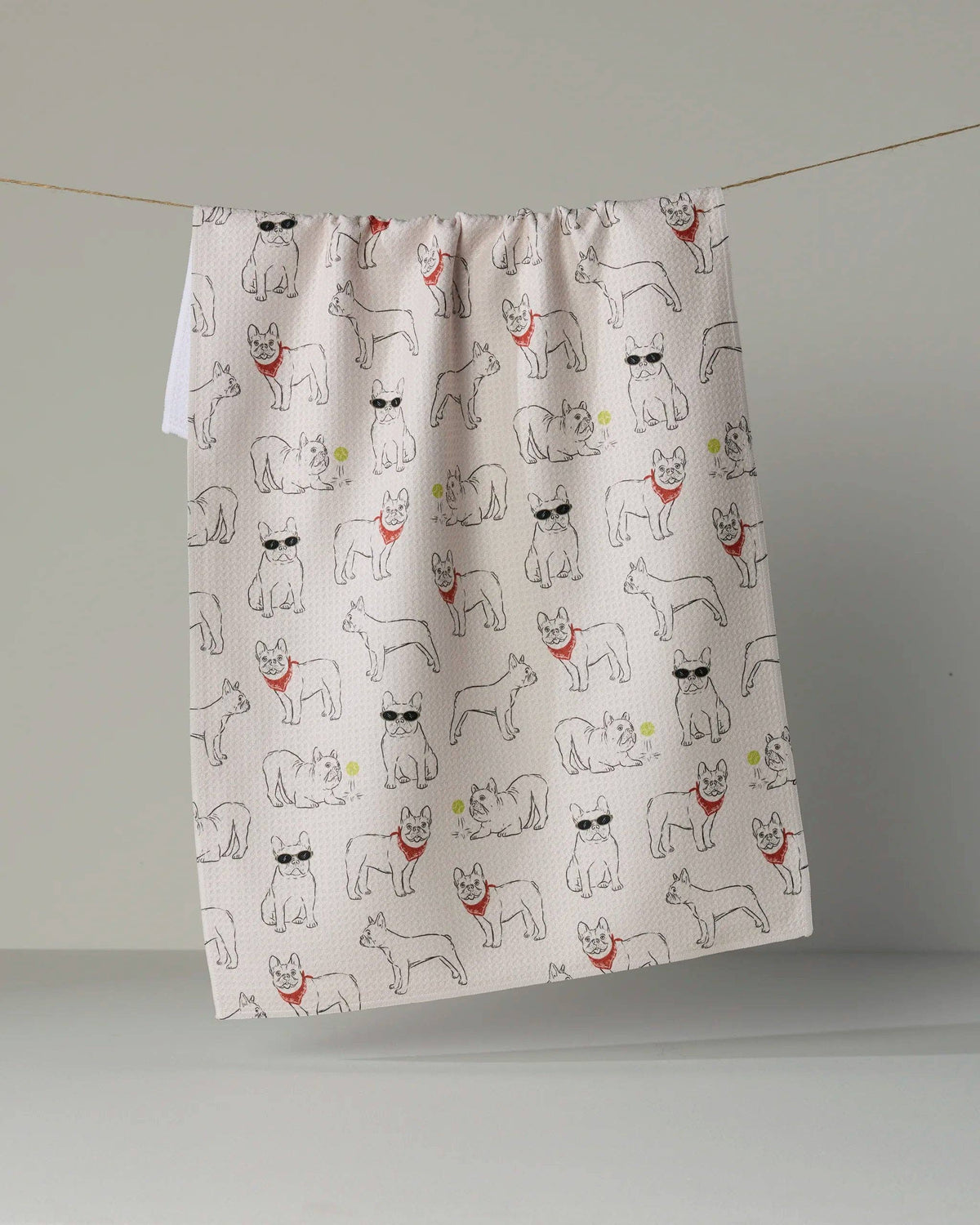 Geometry - Frenchie Frolic Tea Towel