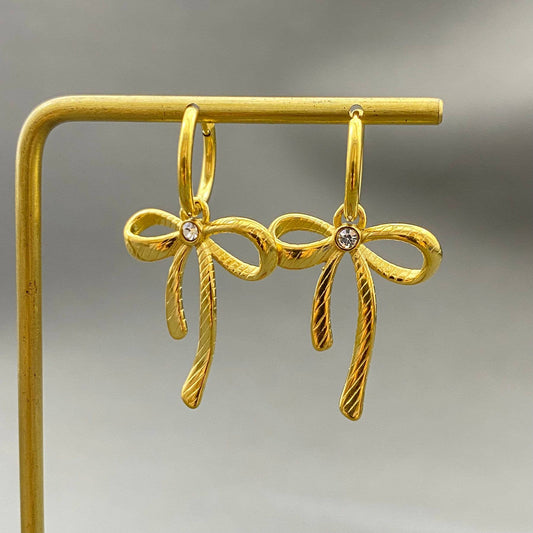 18K Gold Plated Bowknot Huggie Earrings