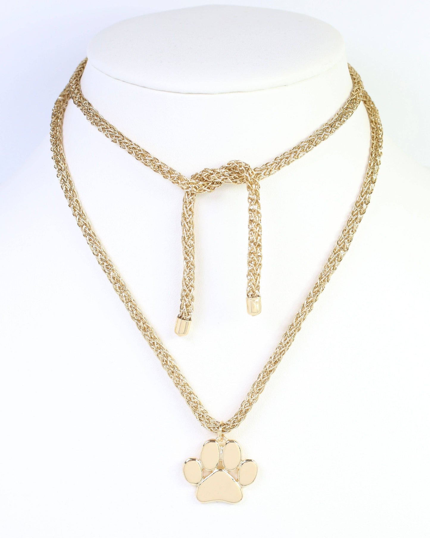 Corie Cord Necklace Paw Print Gold