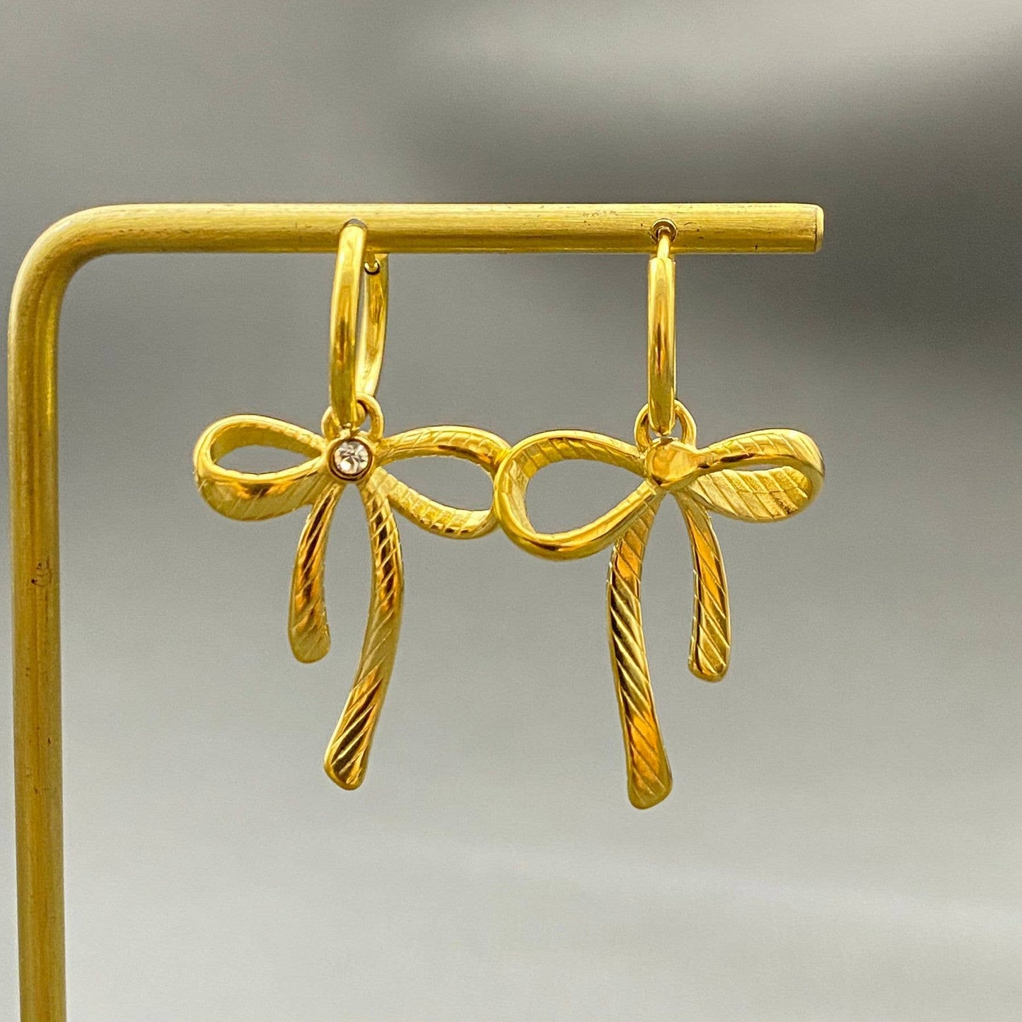 18K Gold Plated Bowknot Huggie Earrings