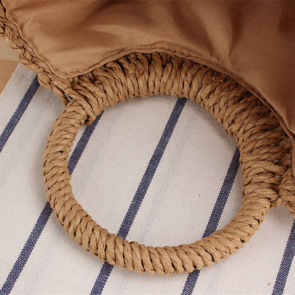 Semi-Circle Hollow Rattan Hand Bag