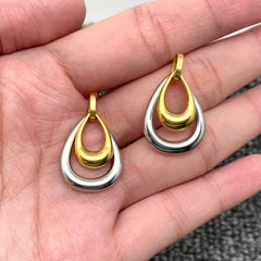 Two-tone Double-layer Drop 18K Gold-plated Earrings