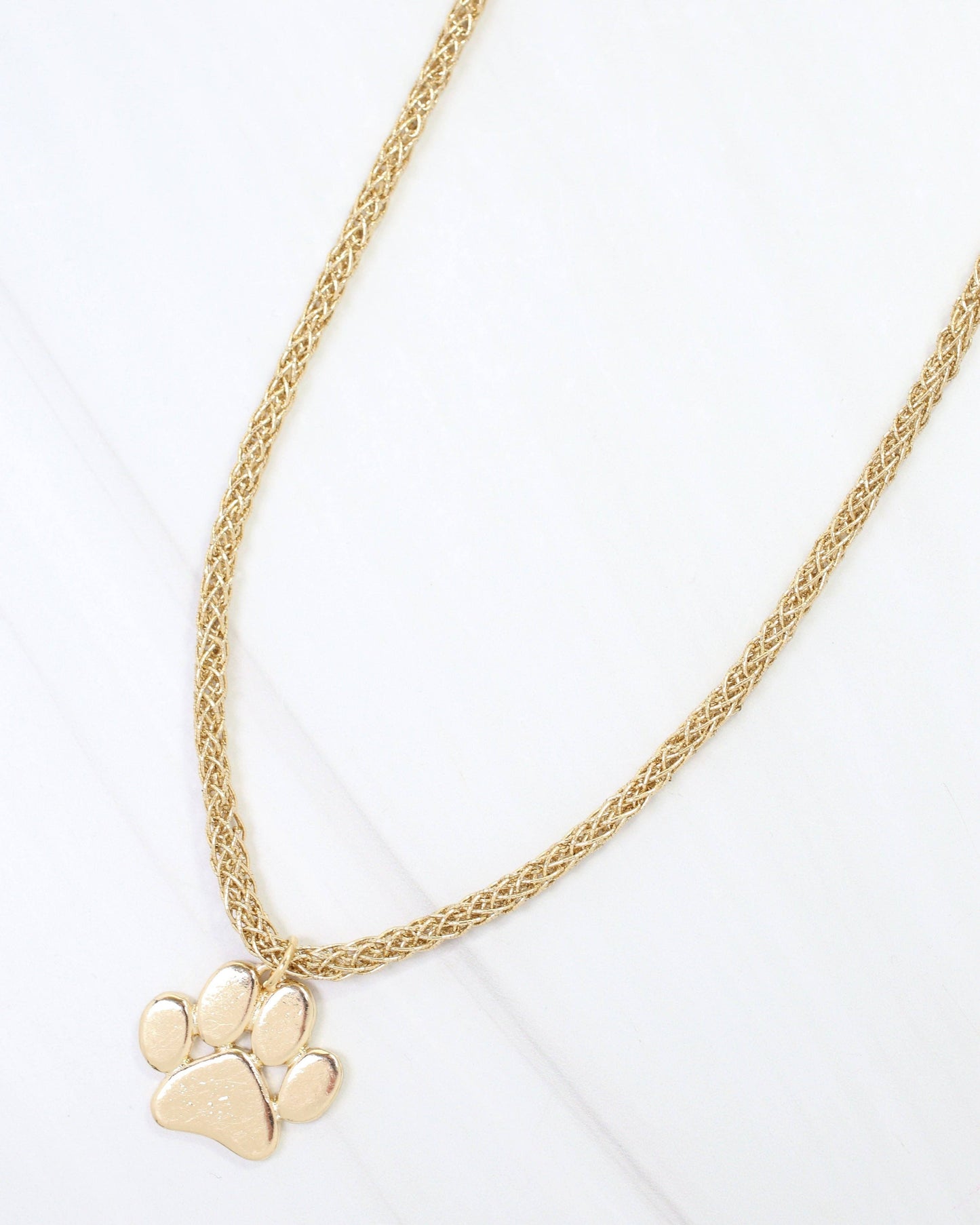 Corie Cord Necklace Paw Print Gold