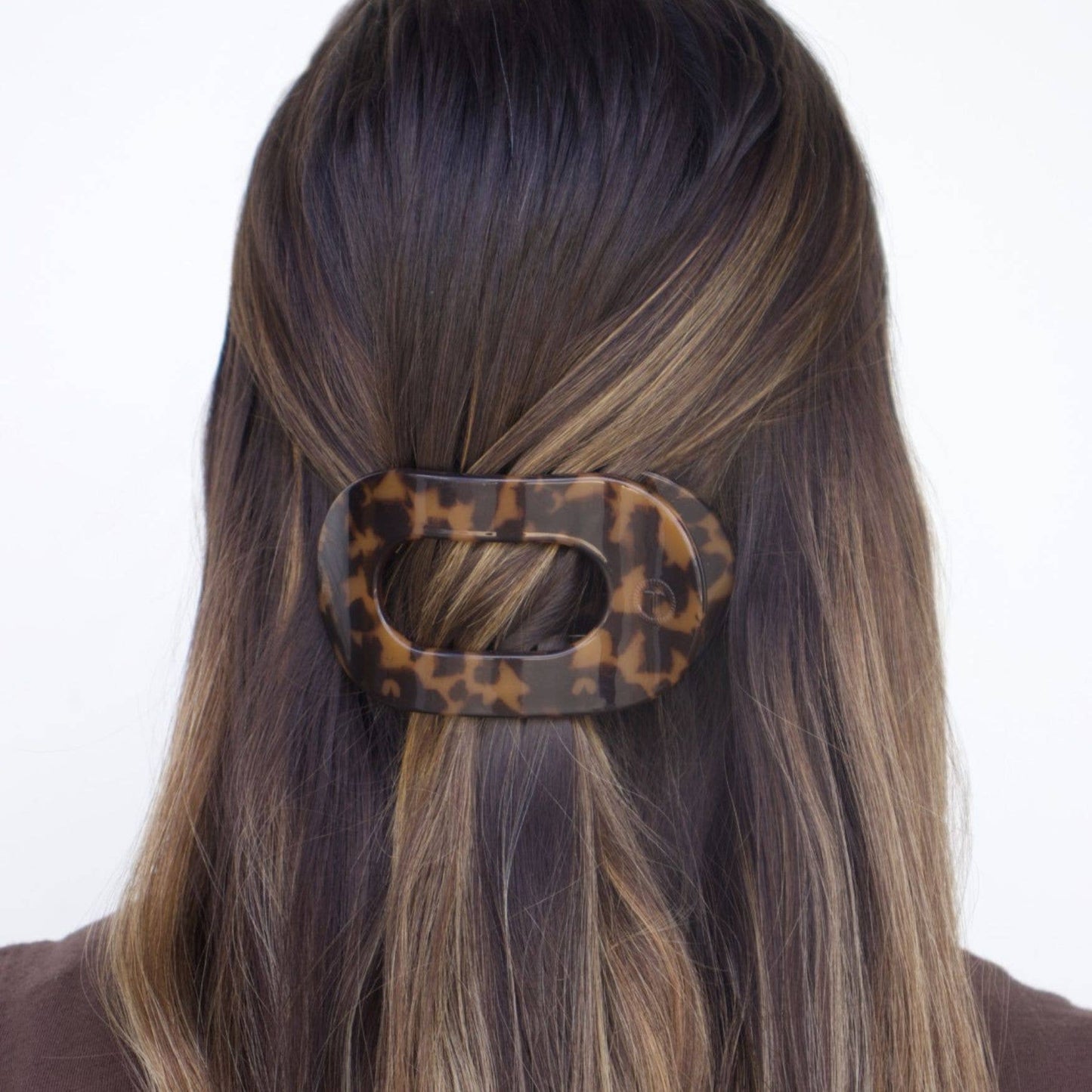 TELETIES - Round Flat Hair Clip | Medium | Tortoise