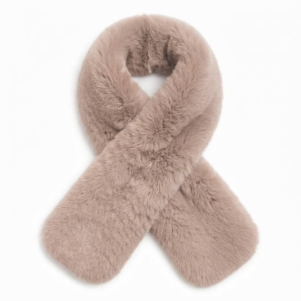 Solid Faux Fur Pull-Through Winter Scarf