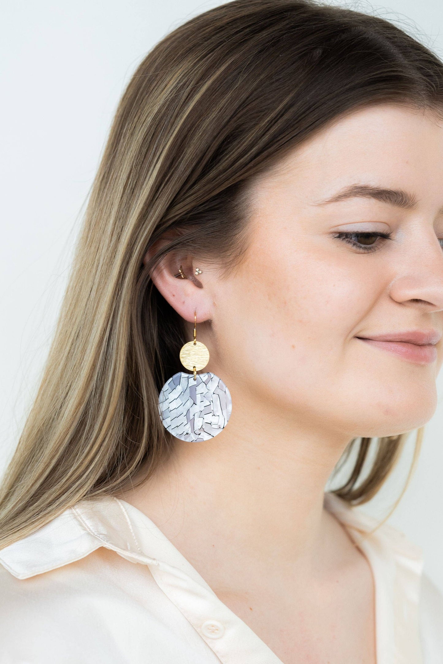 Spiffy & Splendid - Zoey Earrings - Pearl Black Stripe // Jewelry