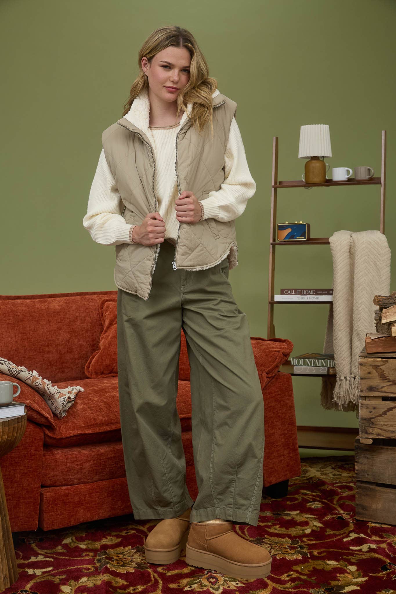 Quilted Zip Up Fleece Vest