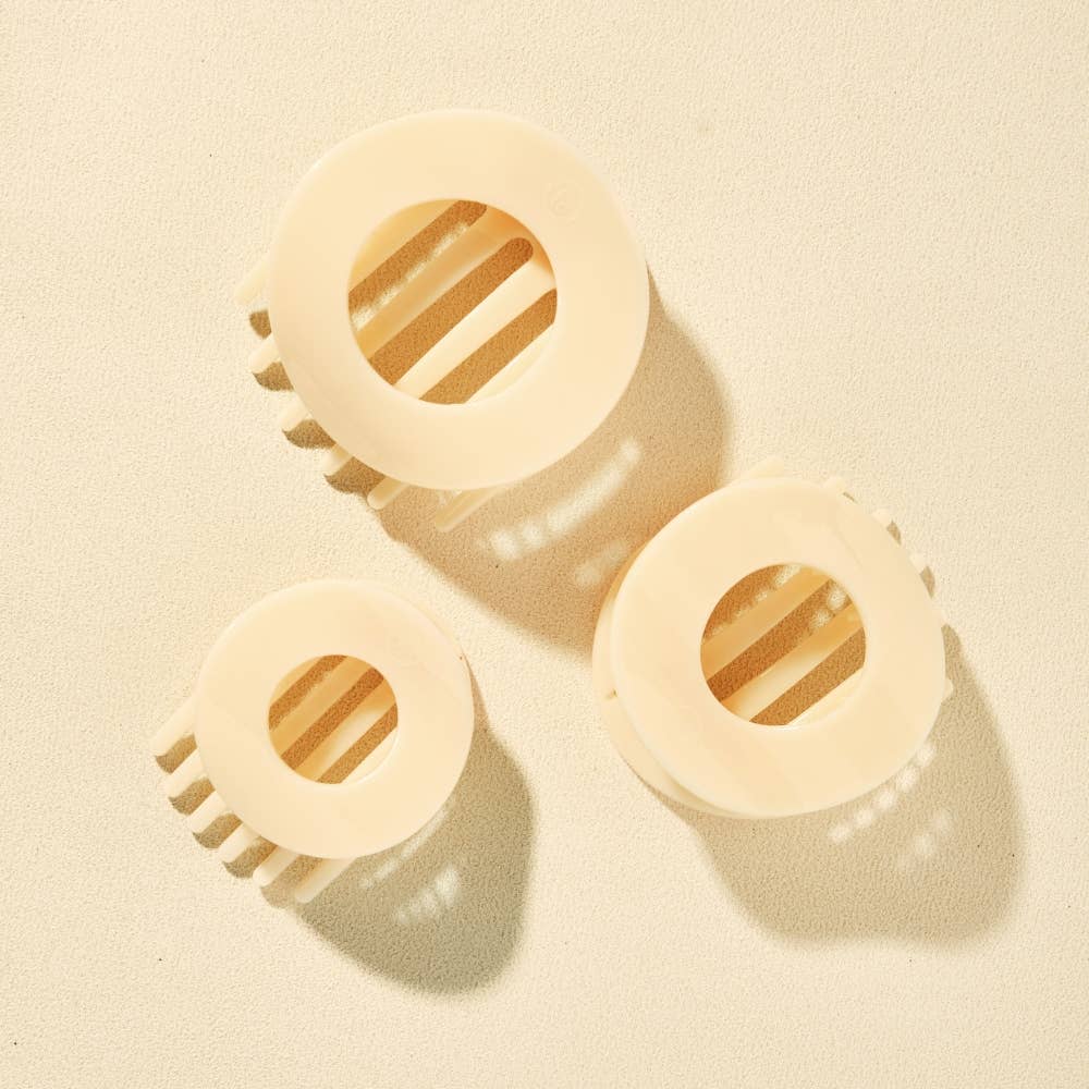 TELETIES - Almond Beige | Medium | Flat Circle Hair Clip