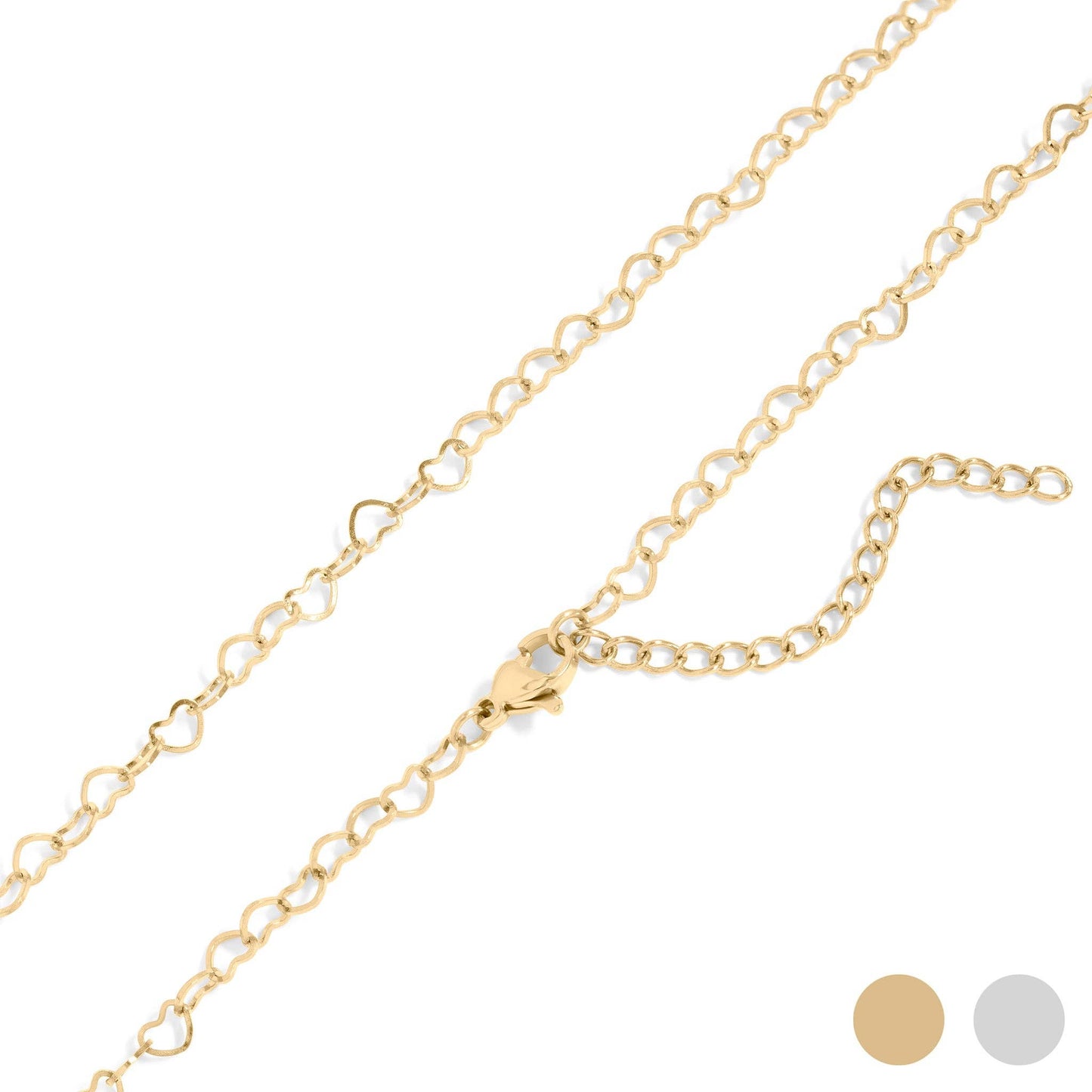 18K Gold Dipped Linked Heart Chain Necklace