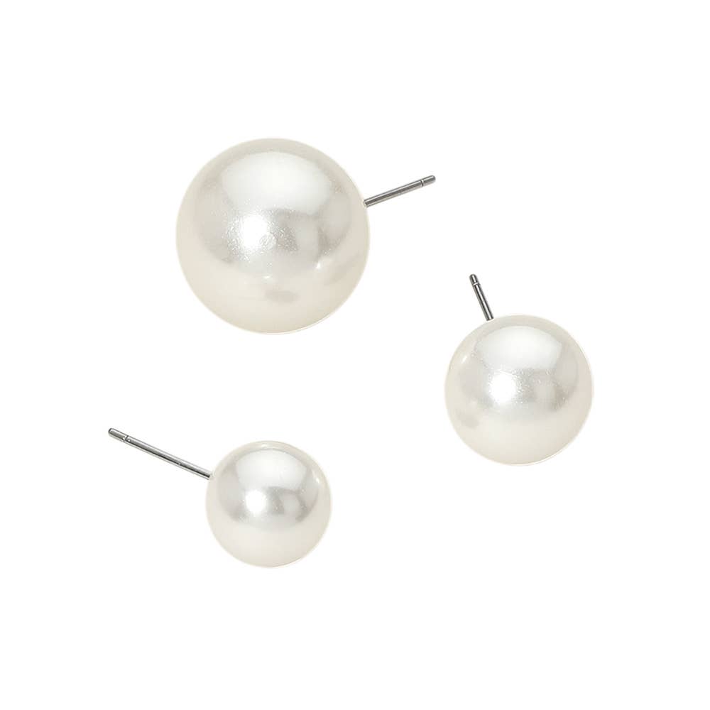 3 Pairs - Pearl Stud Earring Set