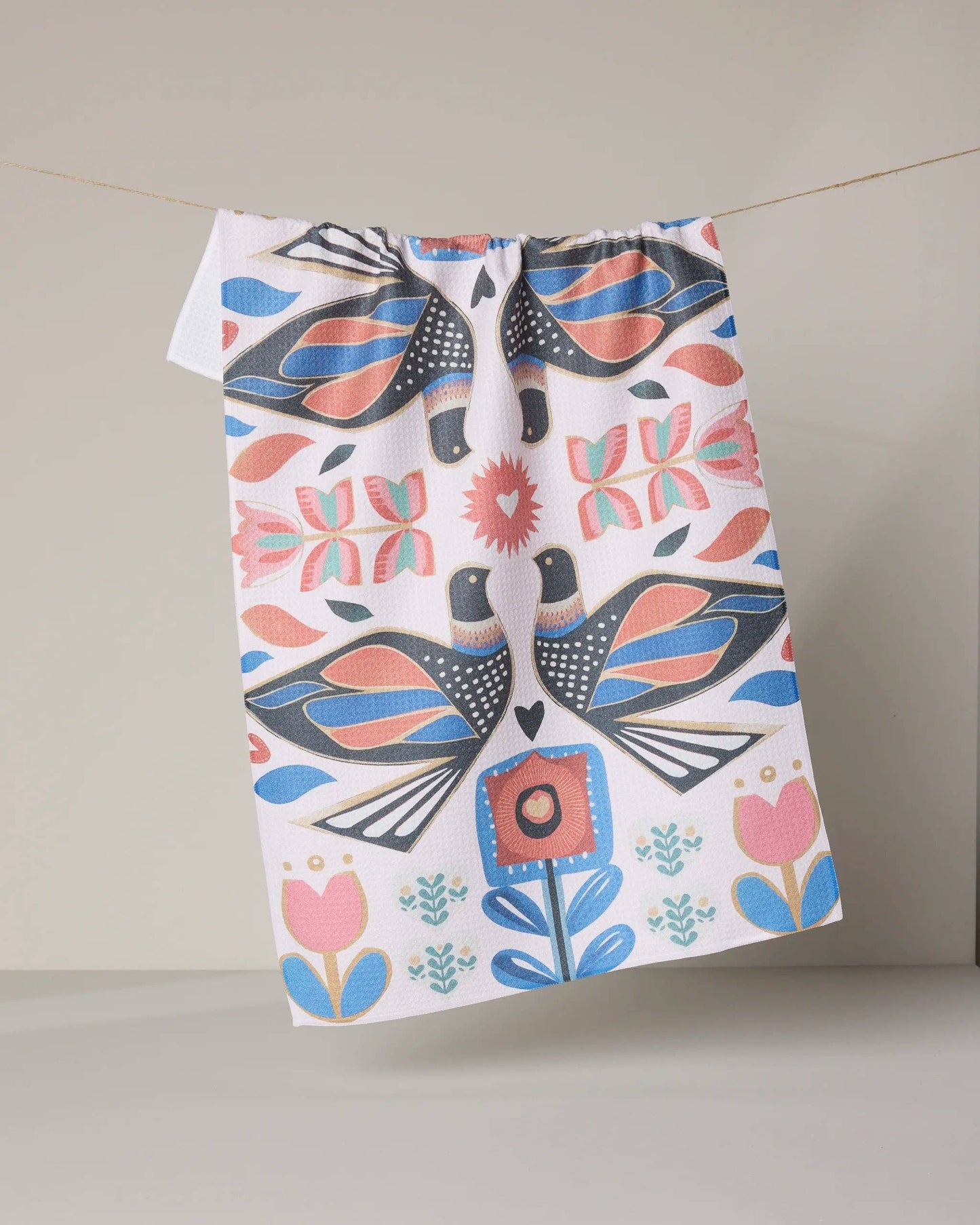 Geometry - Scandi Lovebirds Tea Towel