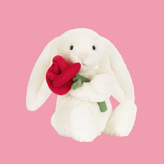 Cream Bunny with Rose