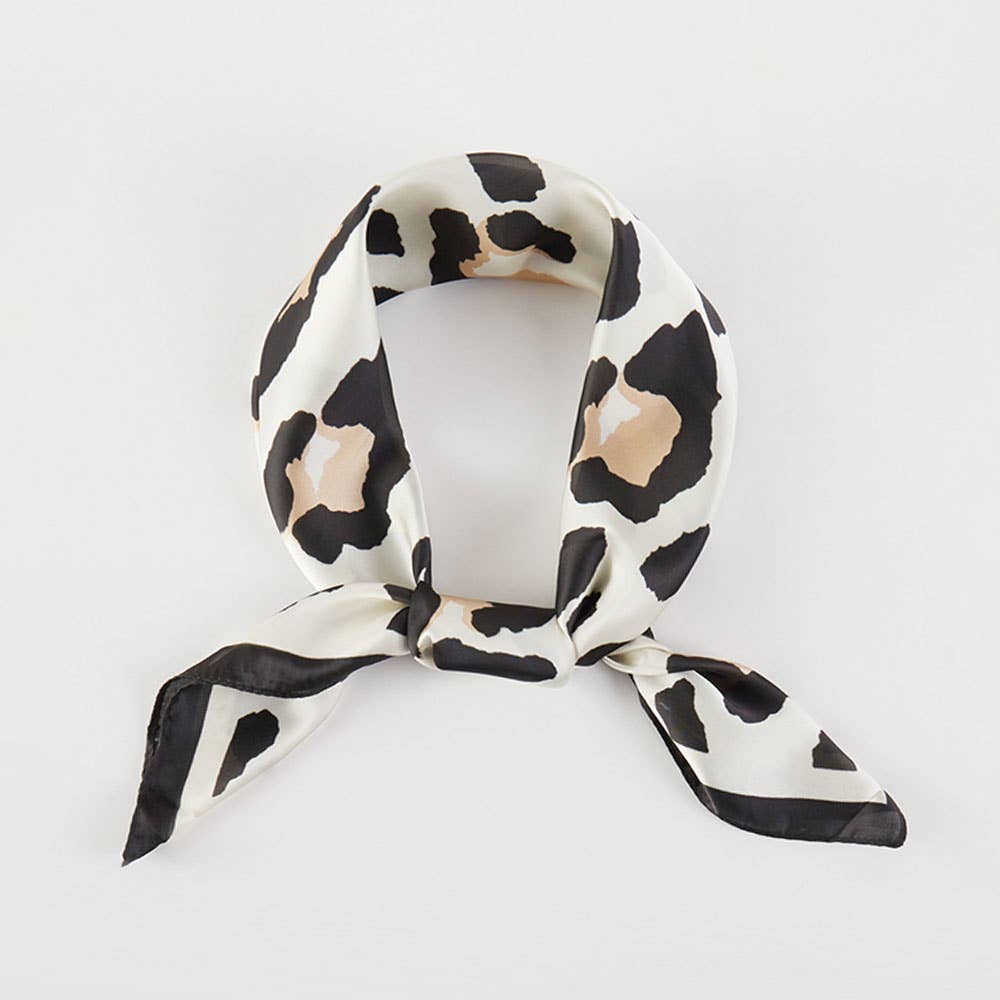 Leopard Print Square Bandana Scarf