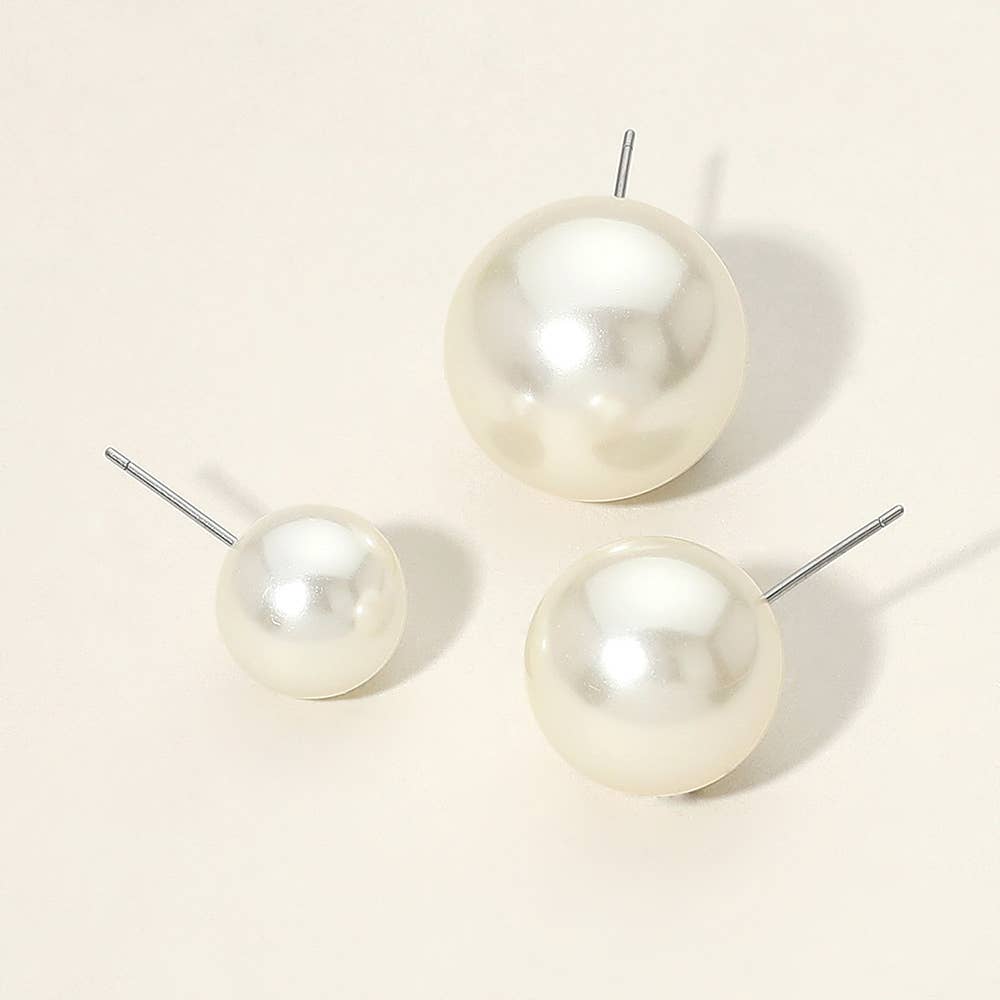 3 Pairs - Pearl Stud Earring Set