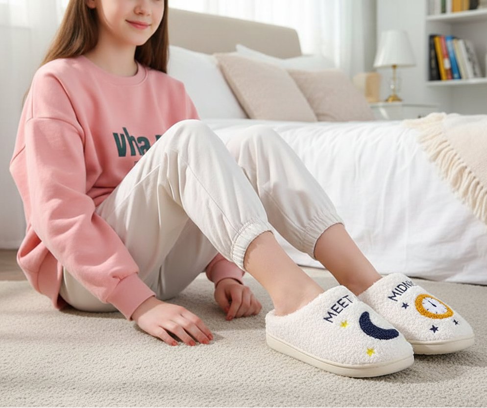 Meet Me At Midnight Cozy Fluffy Slippers