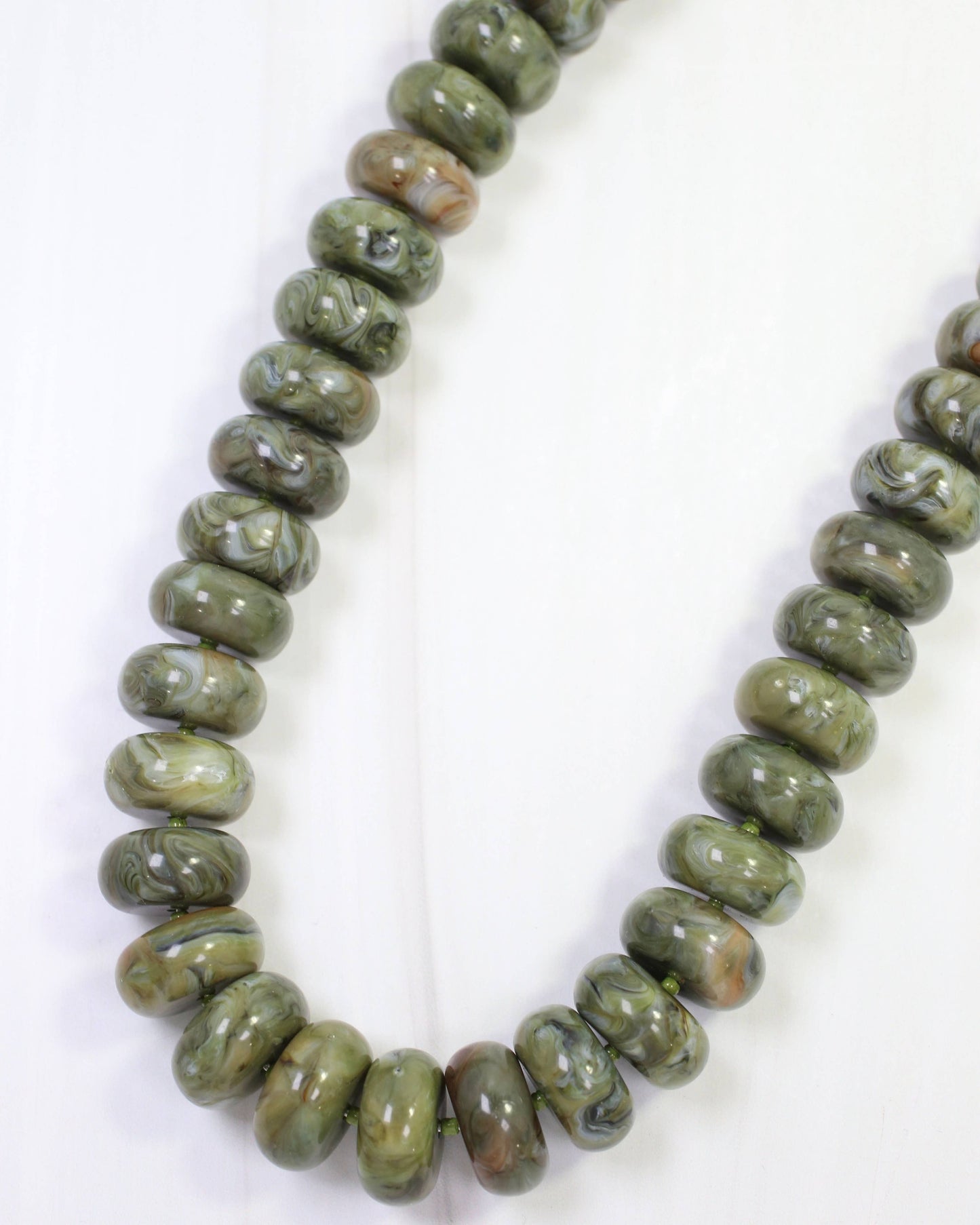 Pipestone Marble Beaded Necklace Olive