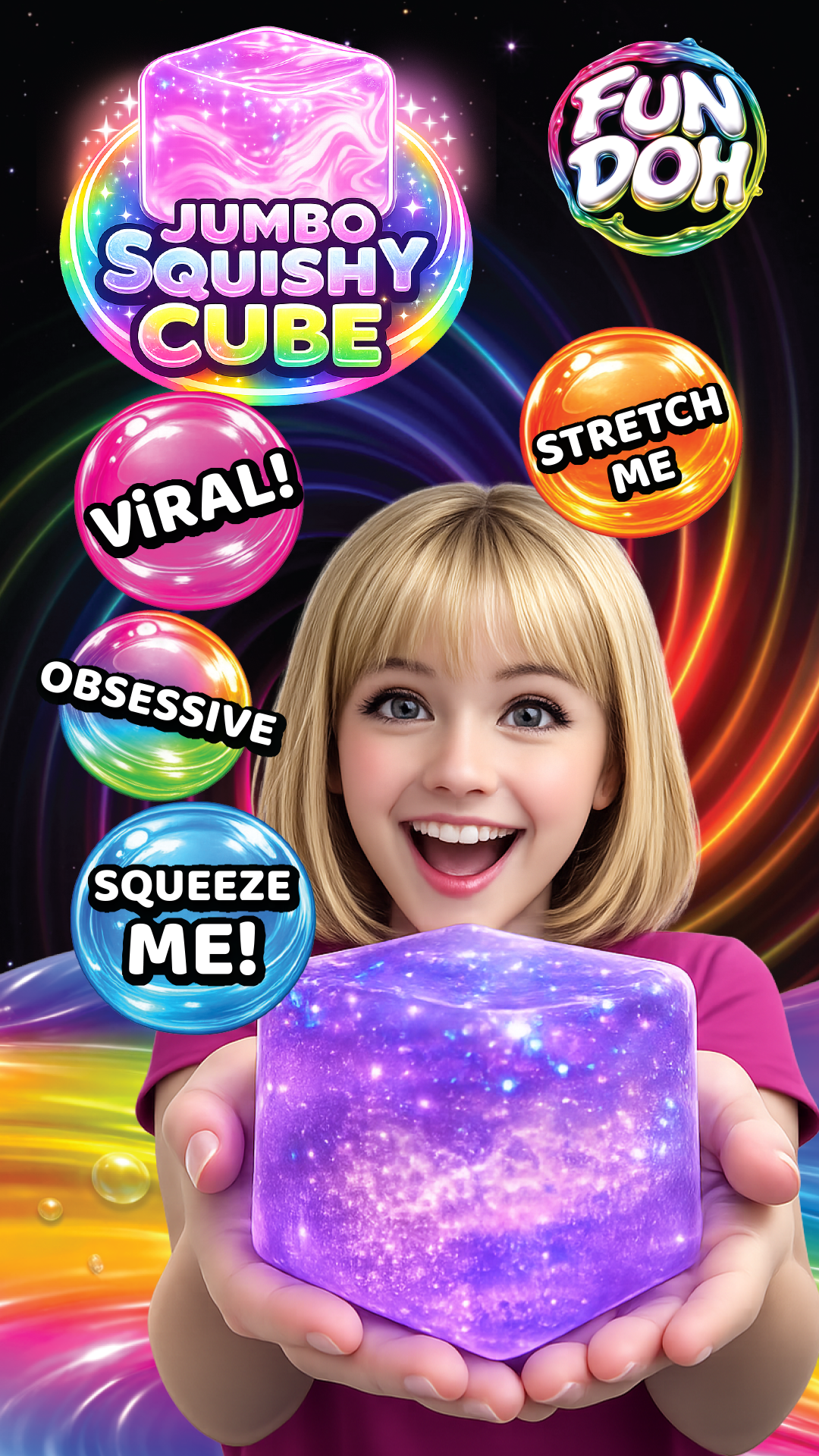 2" Glitter Squishy Cube