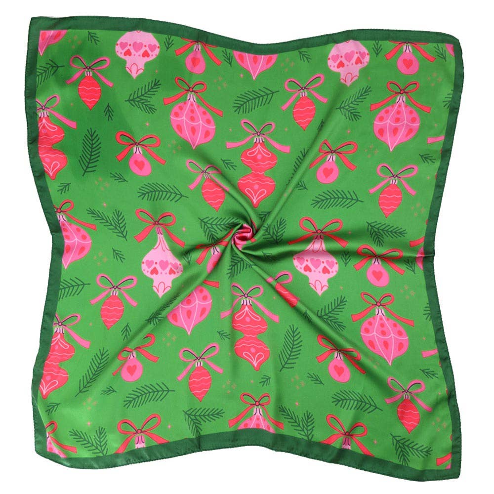 Pink Christmas Ornament Festa Pring Square Bandana Scarf
