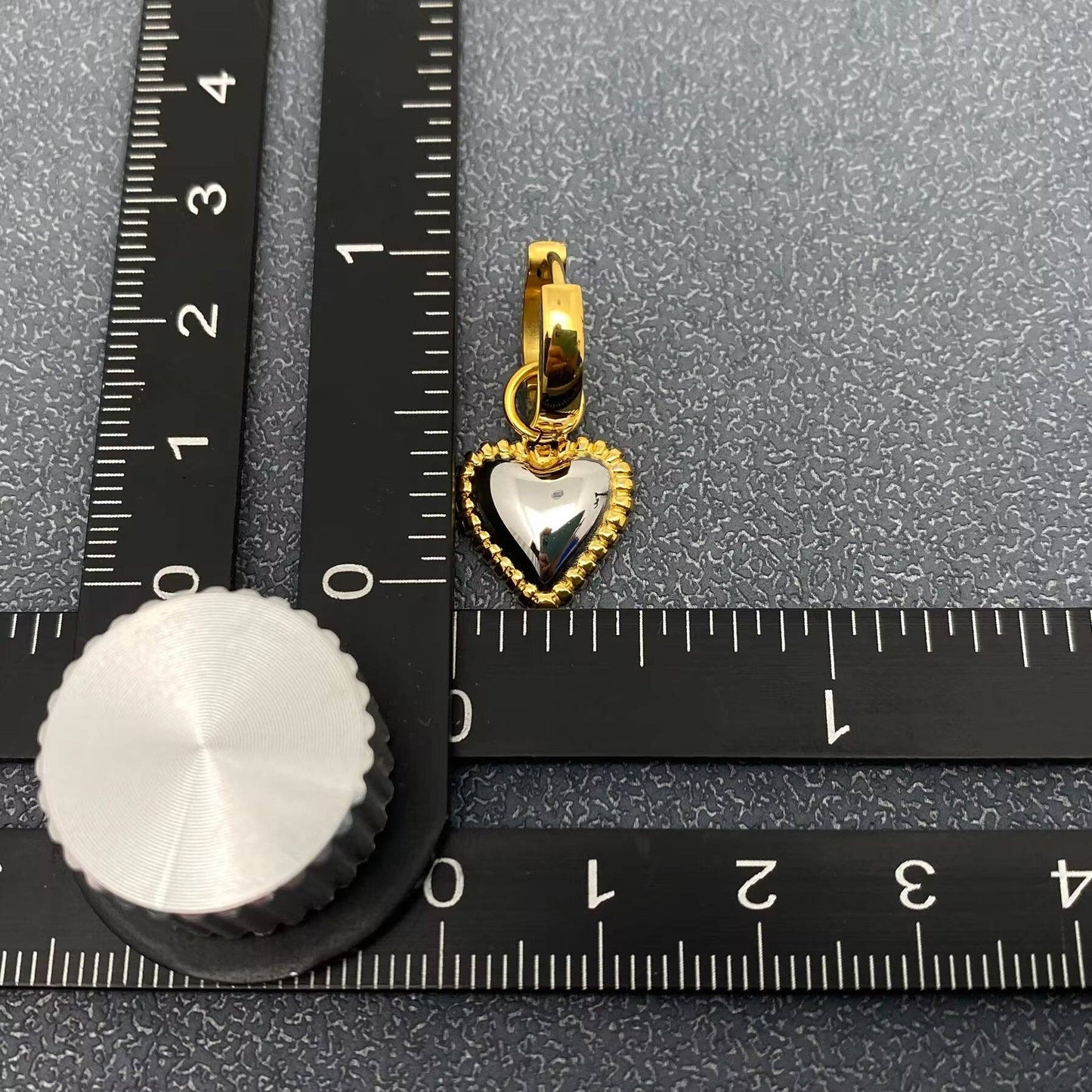 Two Tone Heart 18K Gold Plated S.Steel Huggie Earrings