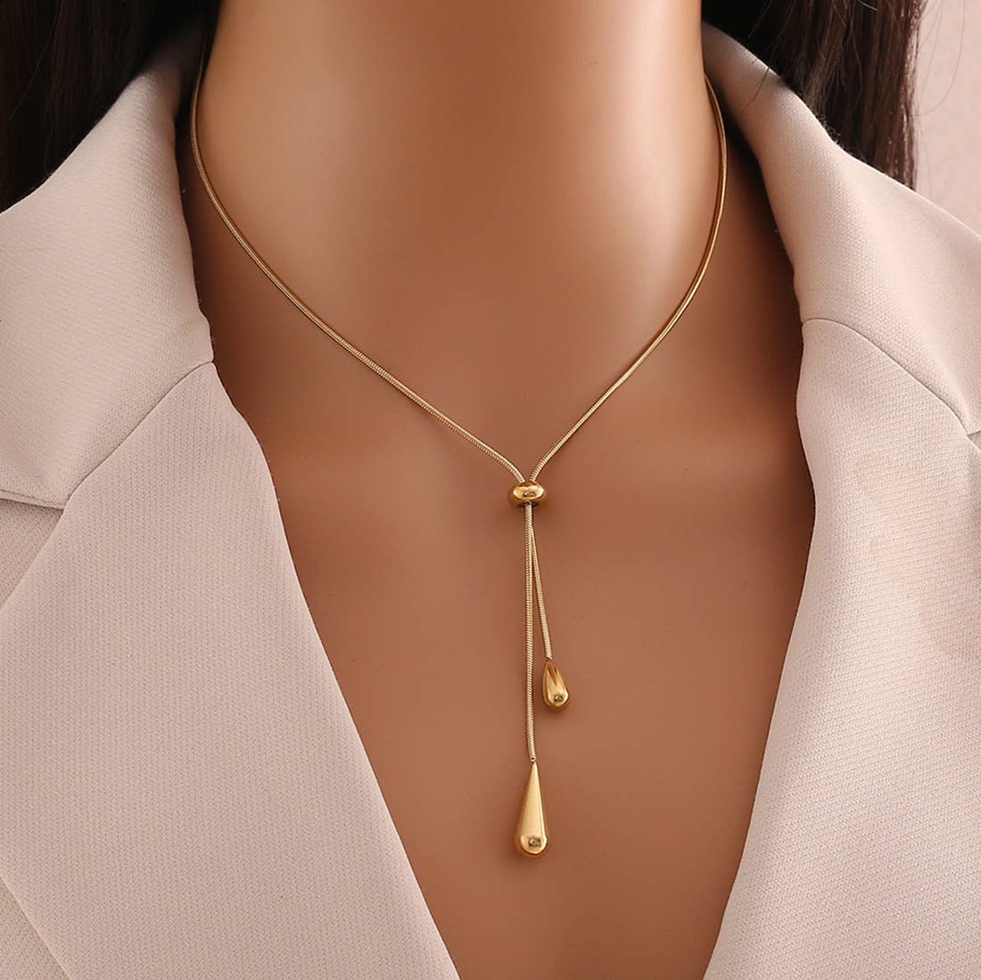 Minimalist Teardrop Pendant Titanium Steel Necklace