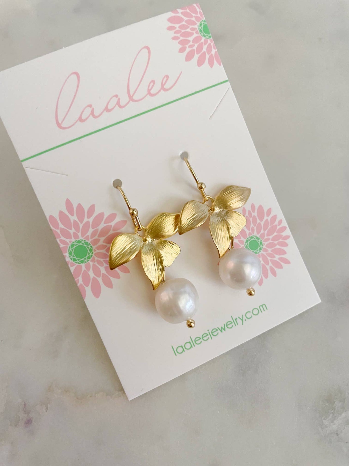 Gold Orchid Earrings
