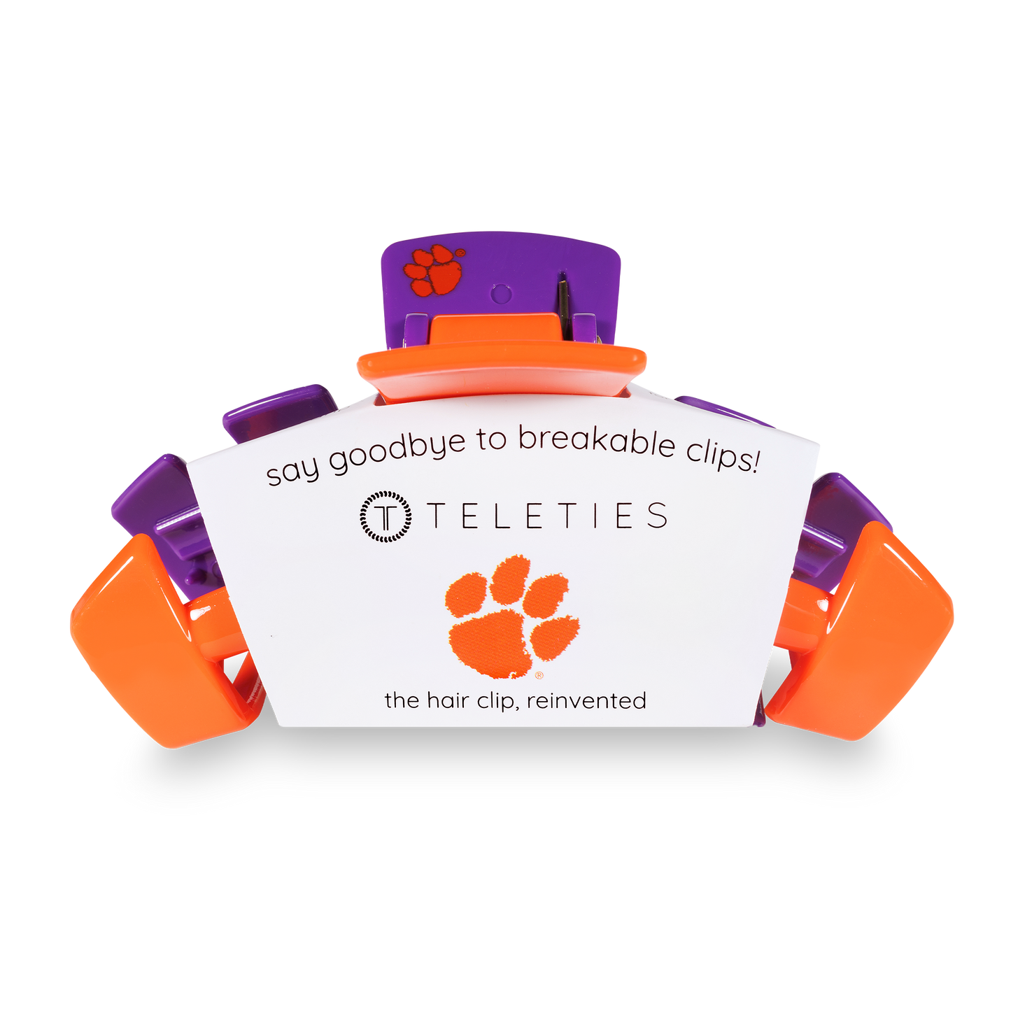 TELETIES - Classic College Hair Clip | Large | Clemson Univ.