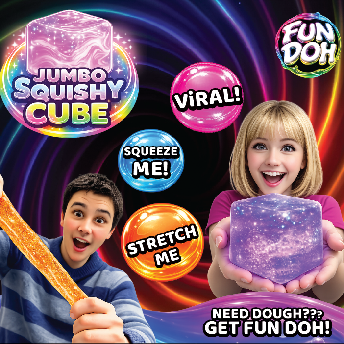 3" Jumbo Glitter Squishy Cube