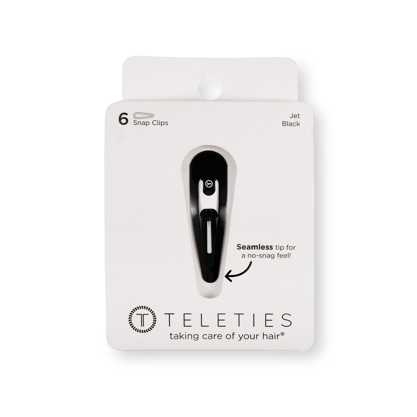 TELETIES - Snap Clip | Jet Black | 6 Count