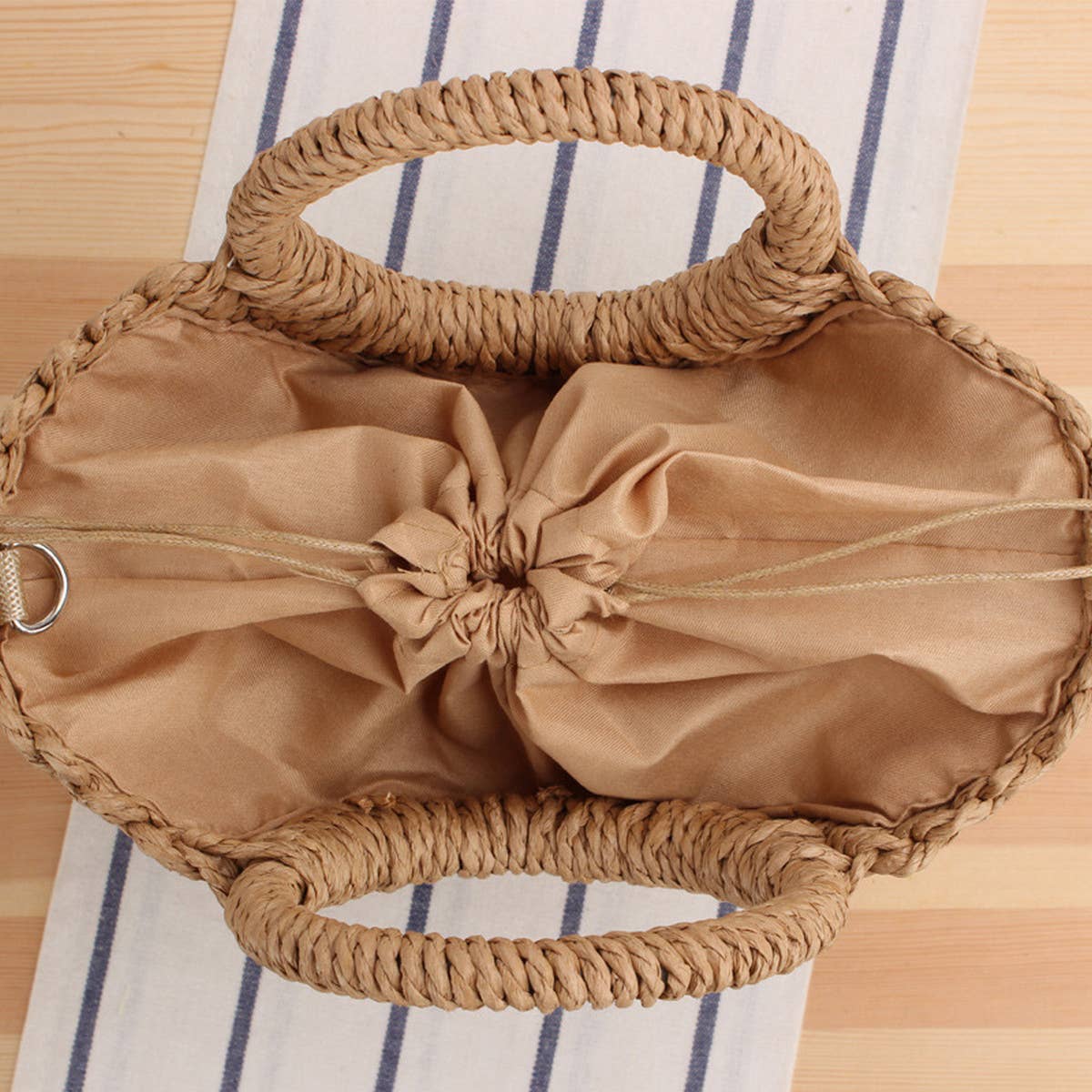 Semi-Circle Hollow Rattan Hand Bag