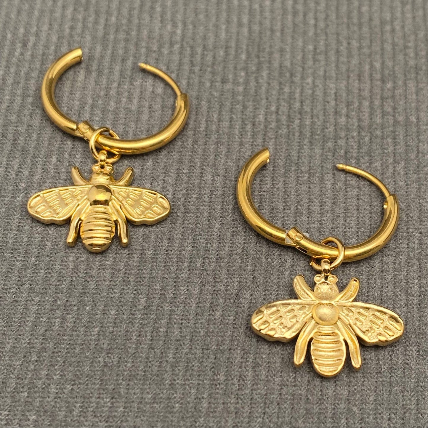 18K Bee Gold Plated Huggie Earrings