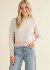 Girls Pink Leopard Sweater