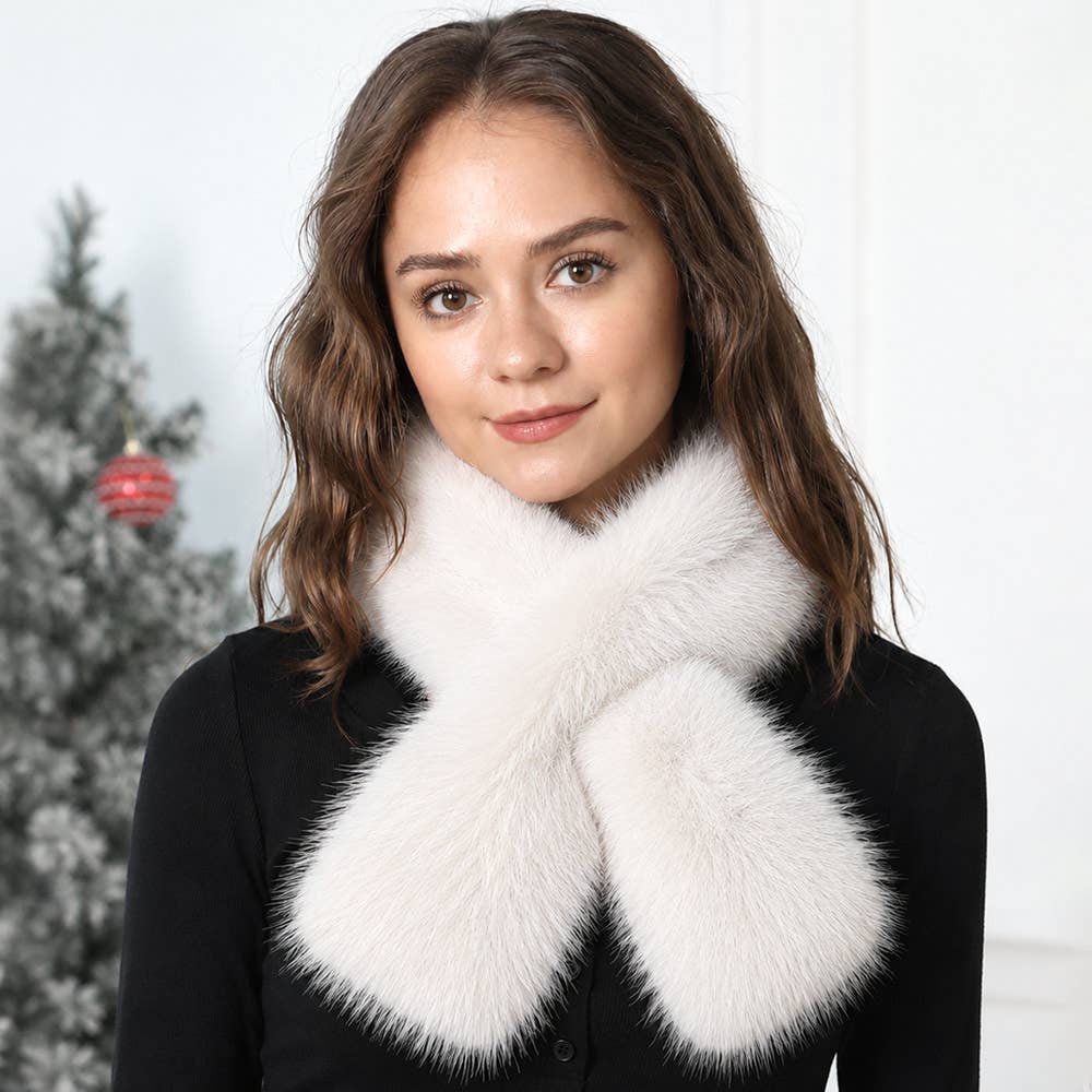 Solid Faux Fur Pull-Through Winter Scarf
