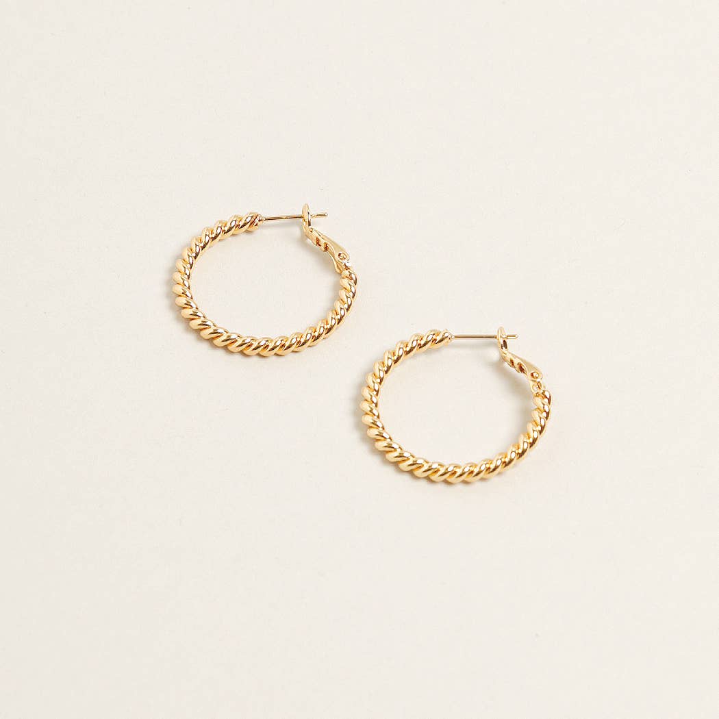 14K Gold Dipped Textured Omega Closure Hoops