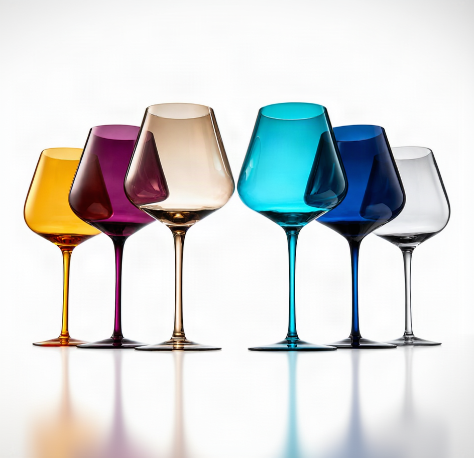 The Wine Savant Jewel Colored Crystal Wine Glass Set of 6
