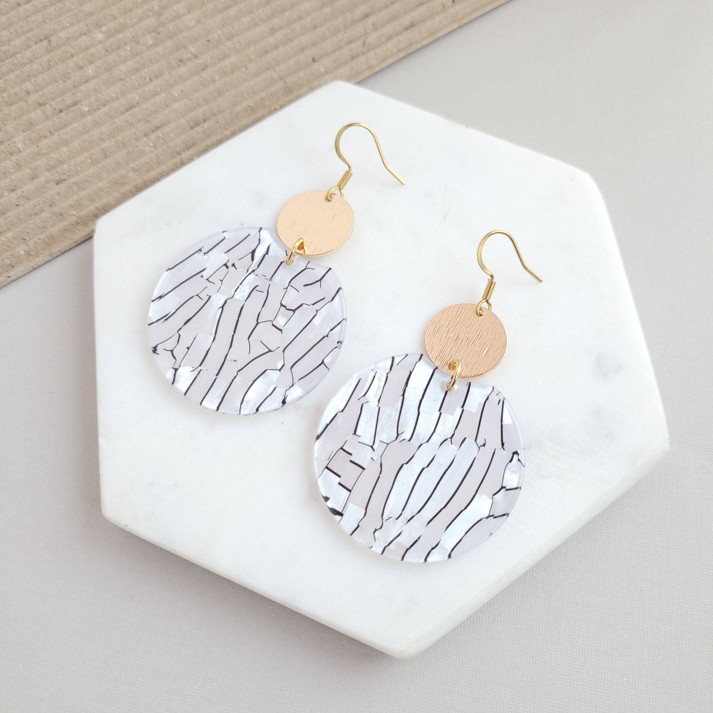 Spiffy & Splendid - Zoey Earrings - Pearl Black Stripe // Jewelry