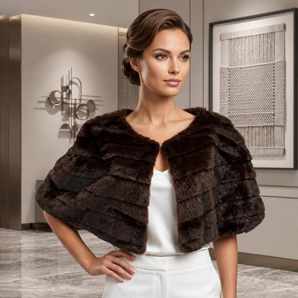 Plush Faux Fur Layered Cape Wrap