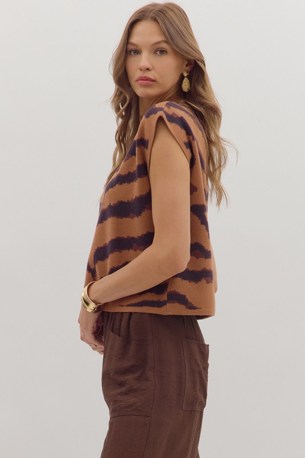 Animal Mock neck Sweater Top