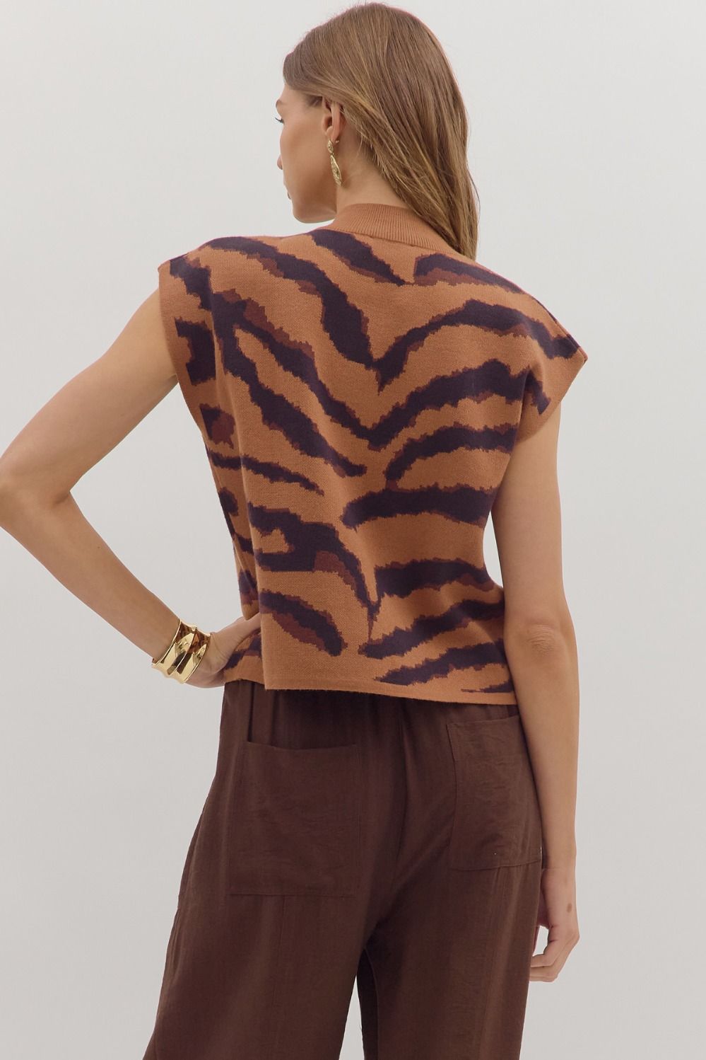 Animal Mock neck Sweater Top