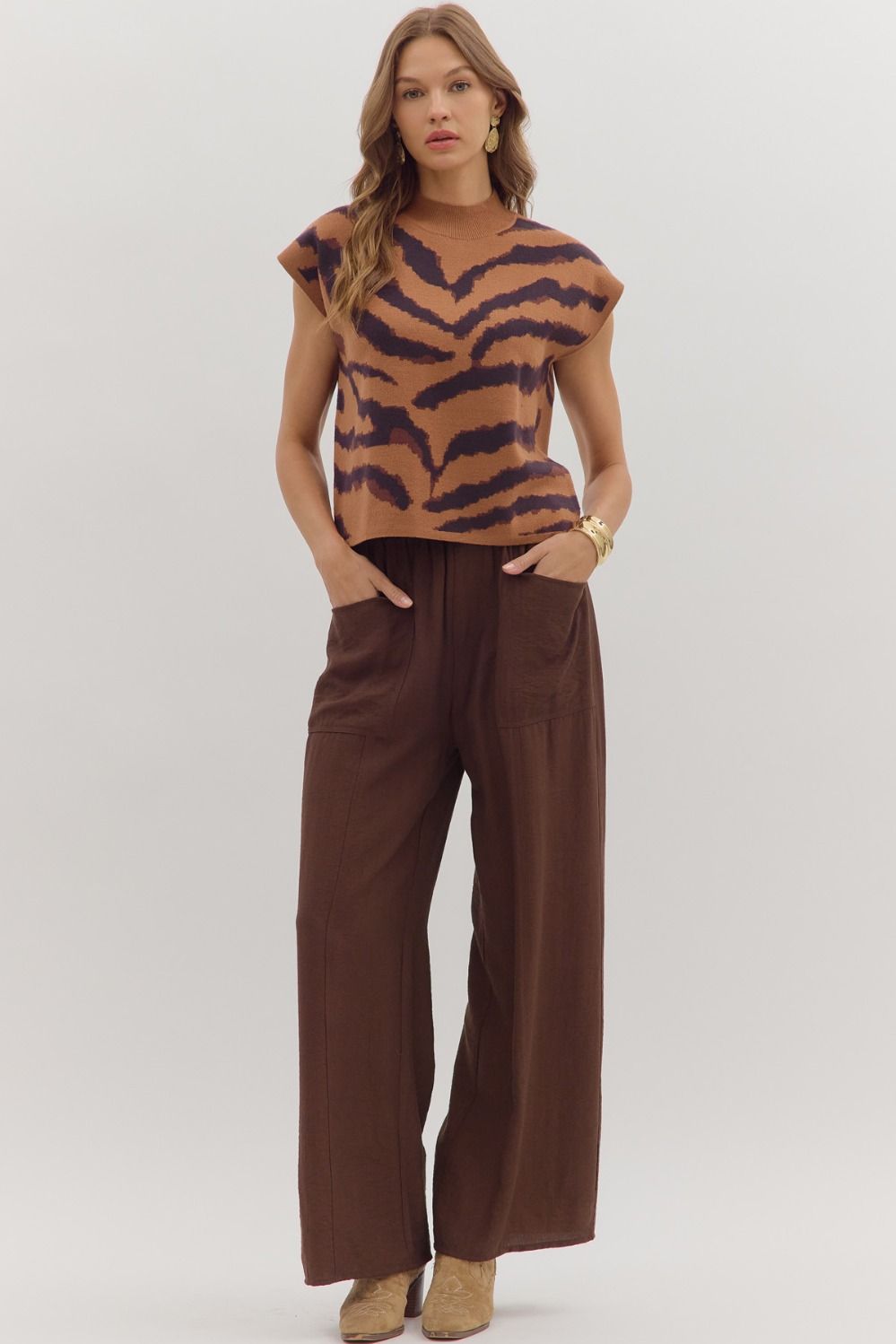 Animal Mock neck Sweater Top