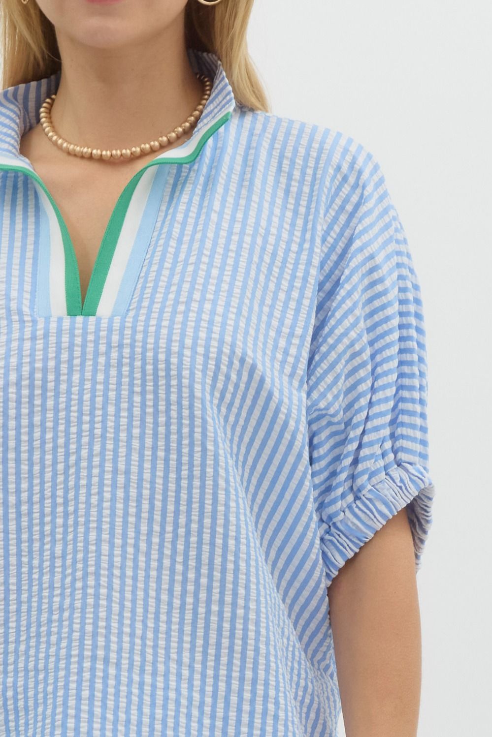 Striped V Neck Dolman Top