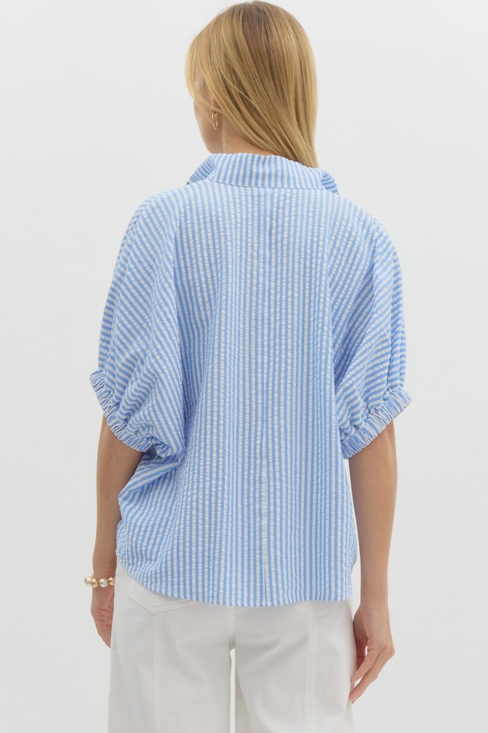 Striped V Neck Dolman Top