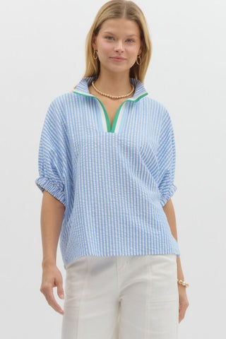 Striped V Neck Dolman Top