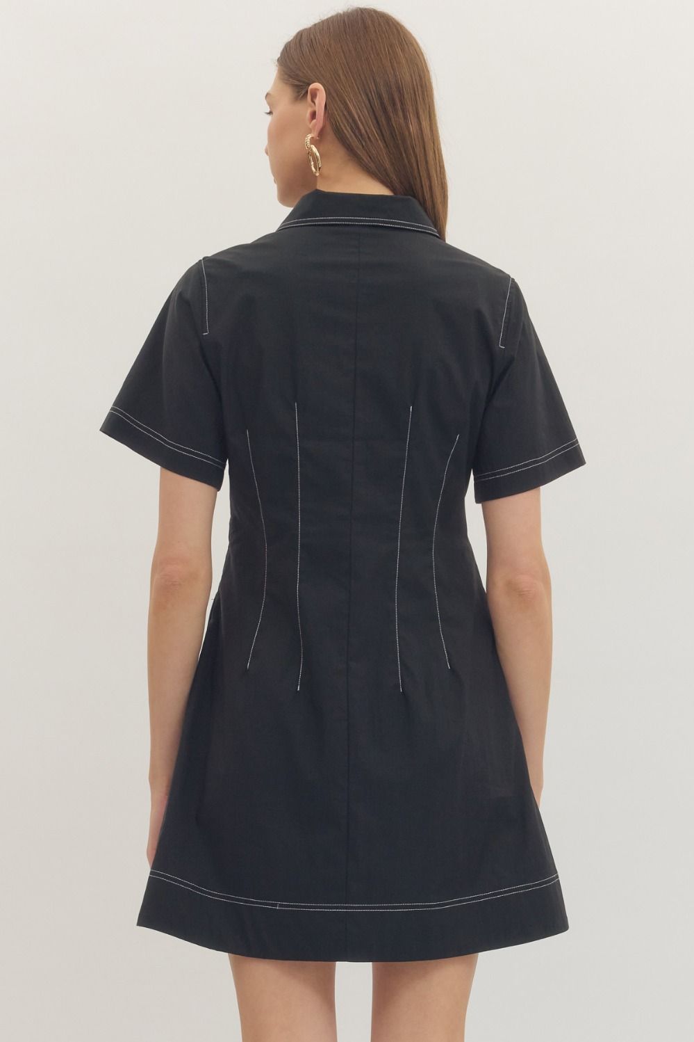 Contrast Stitch Detail Mini Dress